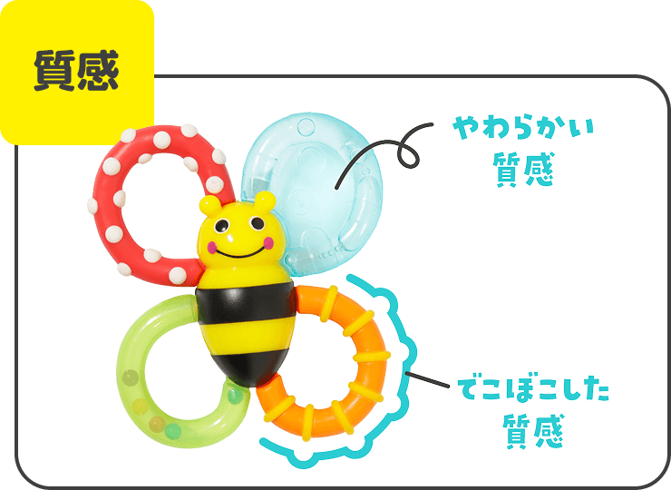 やわらかい質感とでこぼこした質感のカミカミみつばち