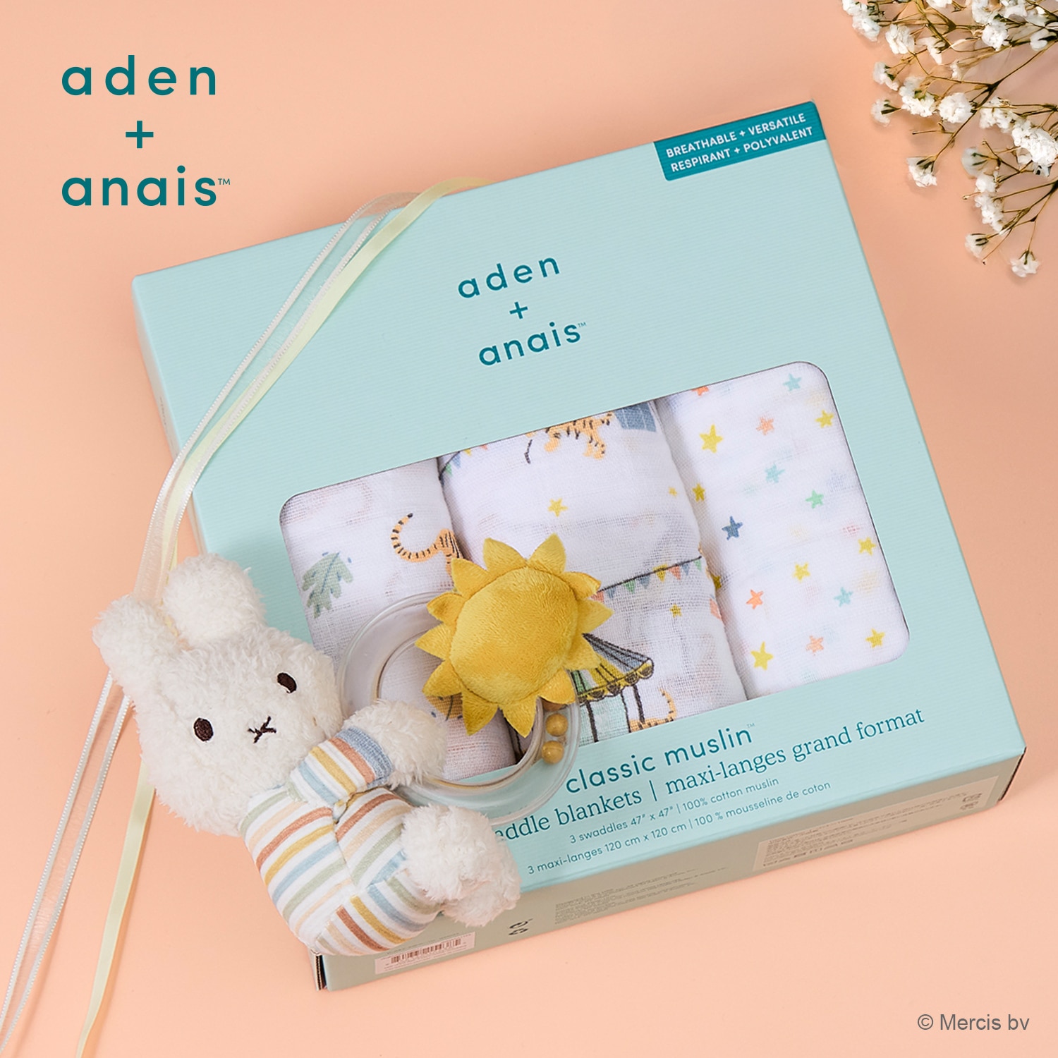 おくるみ・miffy×Little Dutchラトルセット/タイガー×ストライプ