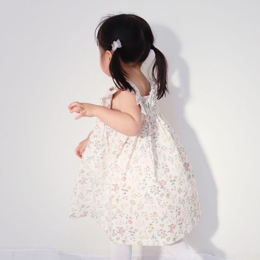 花柄ワンピース/90/オフホワイト花柄 オフホワイト花柄 90