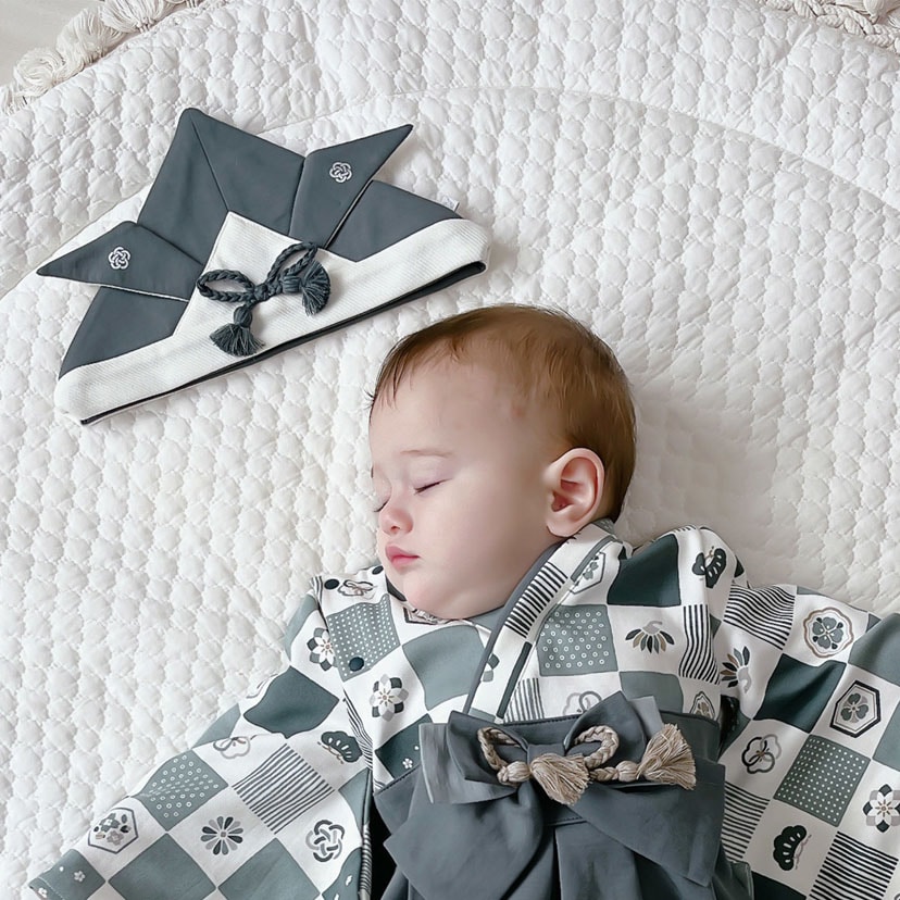 かぶれる ベビー兜/S/ブルー ブルー