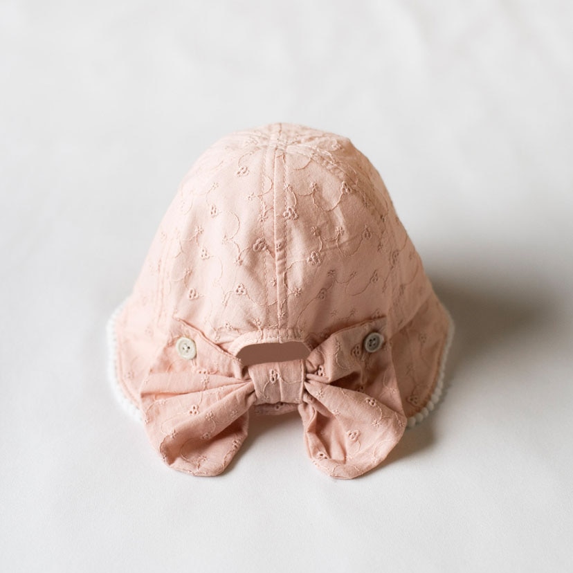 【SALE】リボン　日除け付き　ハット/48/ピンク 【SALE】ピンク 48