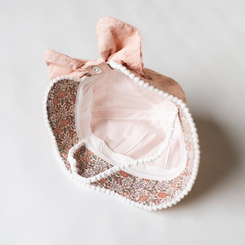 【SALE】リボン　日除け付き　ハット/48/ピンク 【SALE】ピンク 48