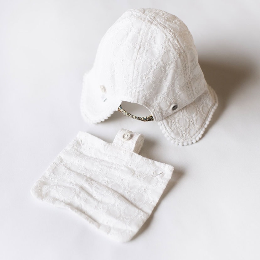 【SALE】リボン　日除け付き　ハット/48/ピンク 【SALE】ピンク 48