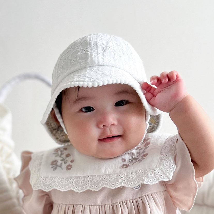 【SALE】リボン　日除け付き　ハット/48/ピンク 【SALE】ピンク 48