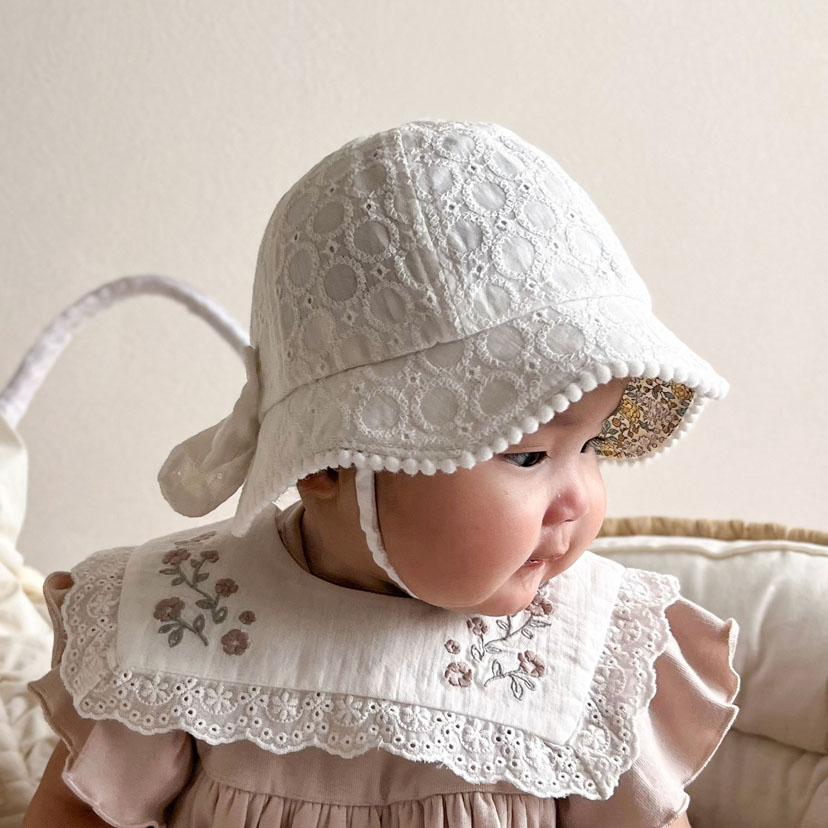 【SALE】リボン　日除け付き　ハット/48/ピンク 【SALE】ピンク 48