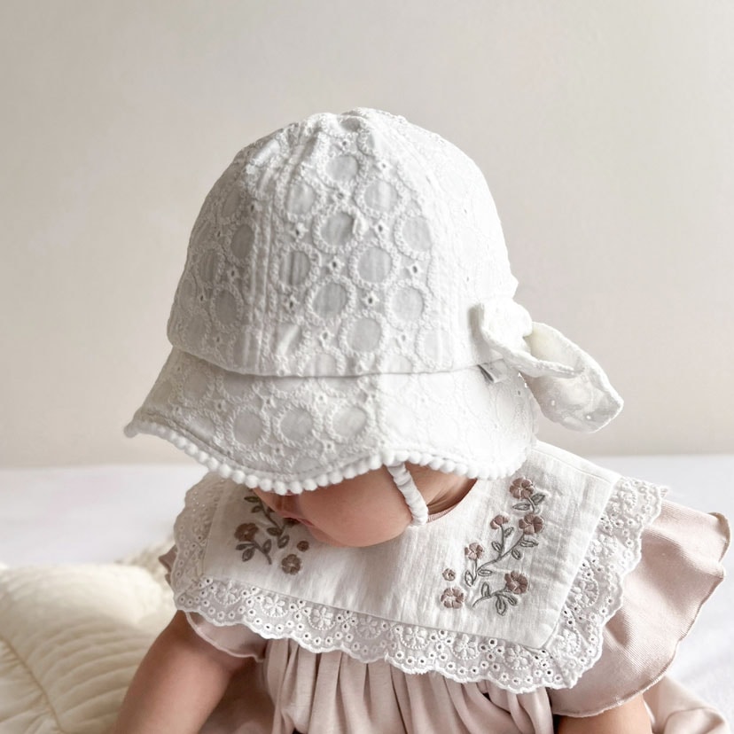 【SALE】リボン　日除け付き　ハット/48/ピンク 【SALE】ピンク 48