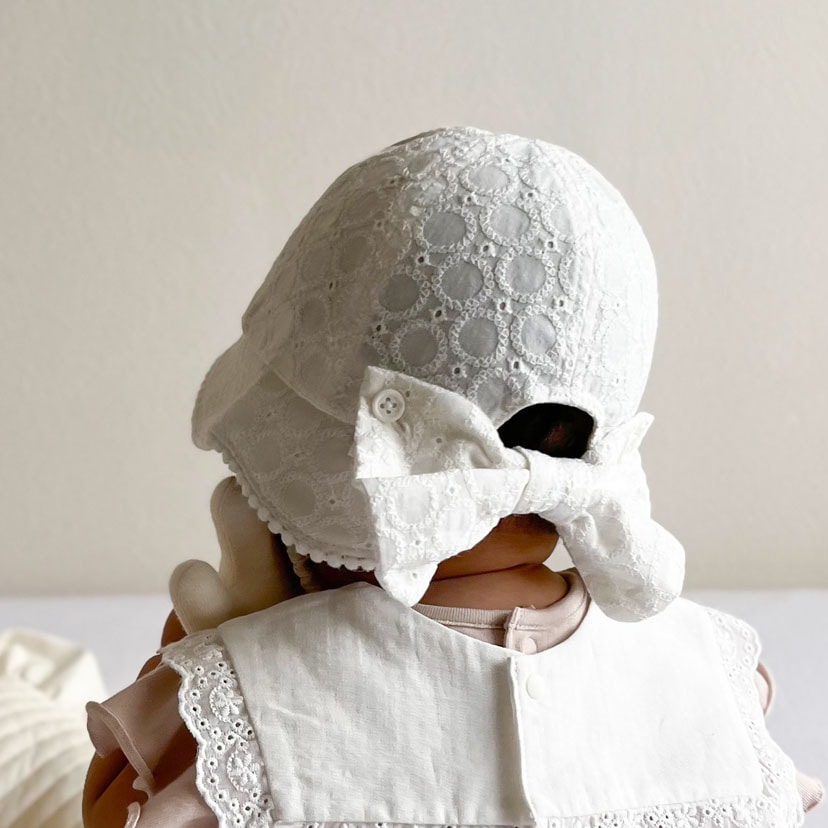 【SALE】リボン　日除け付き　ハット/48/ピンク 【SALE】ピンク 48