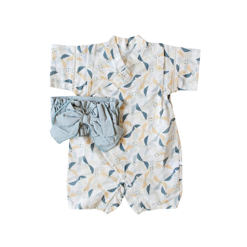 帯付き 浴衣ロンパース/80/サックス サックス 80