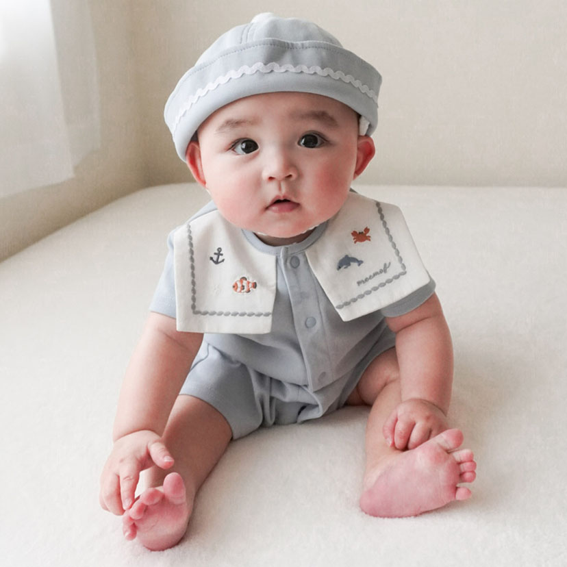 水族館セーラーロンパース/70/ライトグレー ライトグレー 70