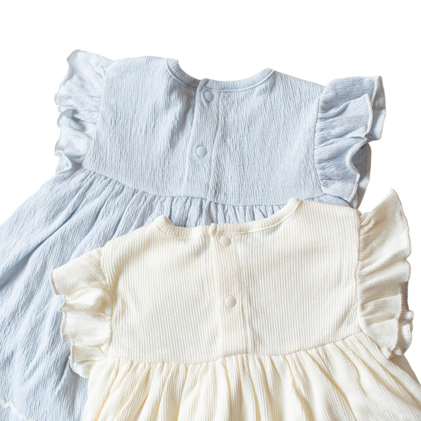 水族館刺しゅう襟ロンパース/70/サックス サックス 70