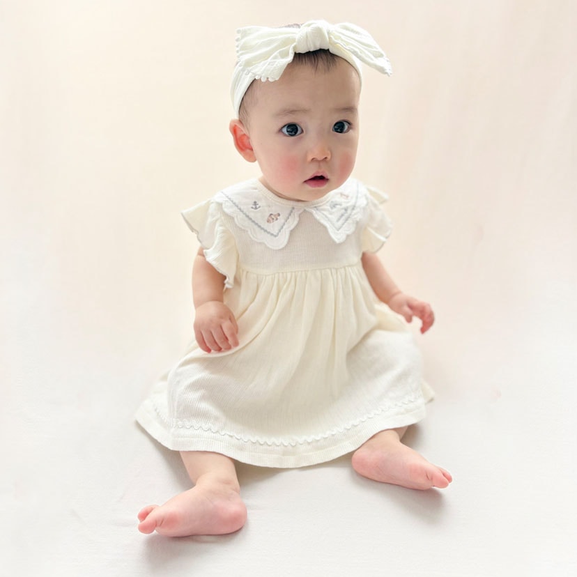 水族館刺しゅう襟ロンパース/70/サックス サックス 70