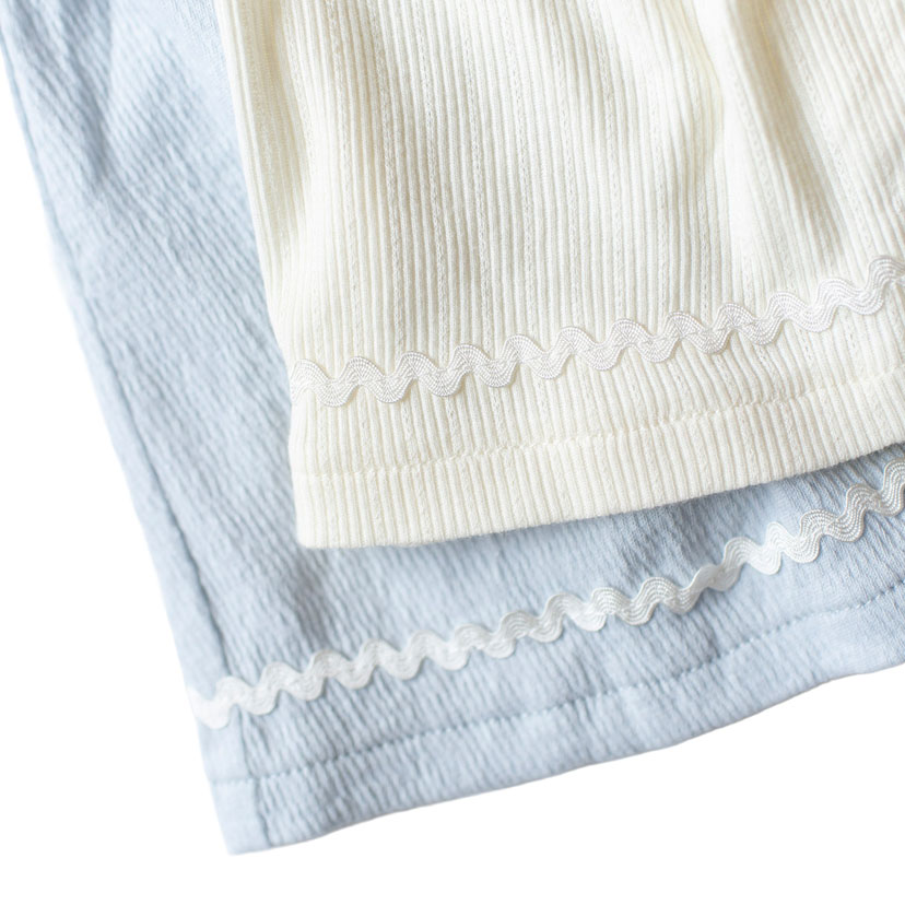 水族館刺しゅう襟ロンパース/80/サックス サックス 80