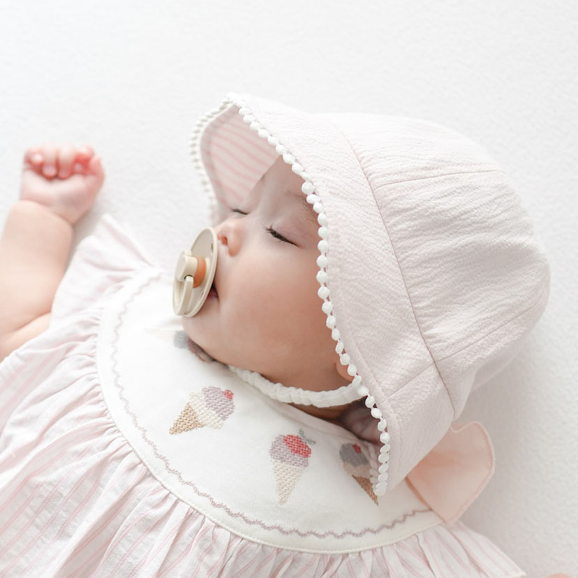 日除けリボンハット/46cm/ピンク