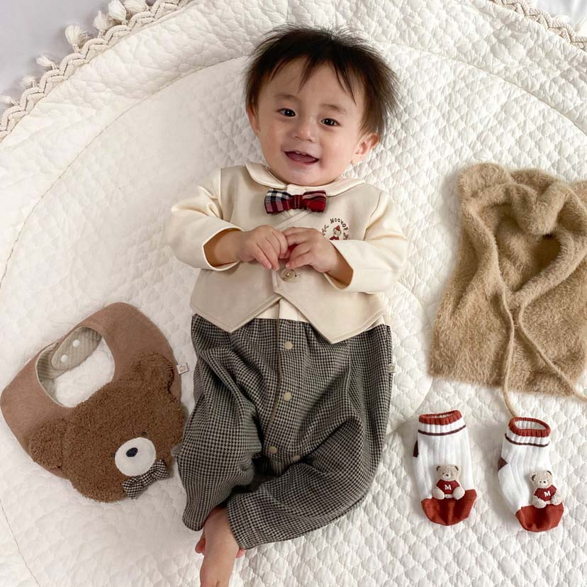 重ね着風フォーマルロンパース/70/ライトグレー ライトグレー 70
