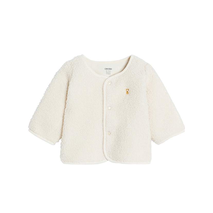 シェルパ素材カーディガン・コーデュロイパンツ・イエローロンパースの3点セット/75cm/生成＆イエロー 生成＆イエロー 75cm