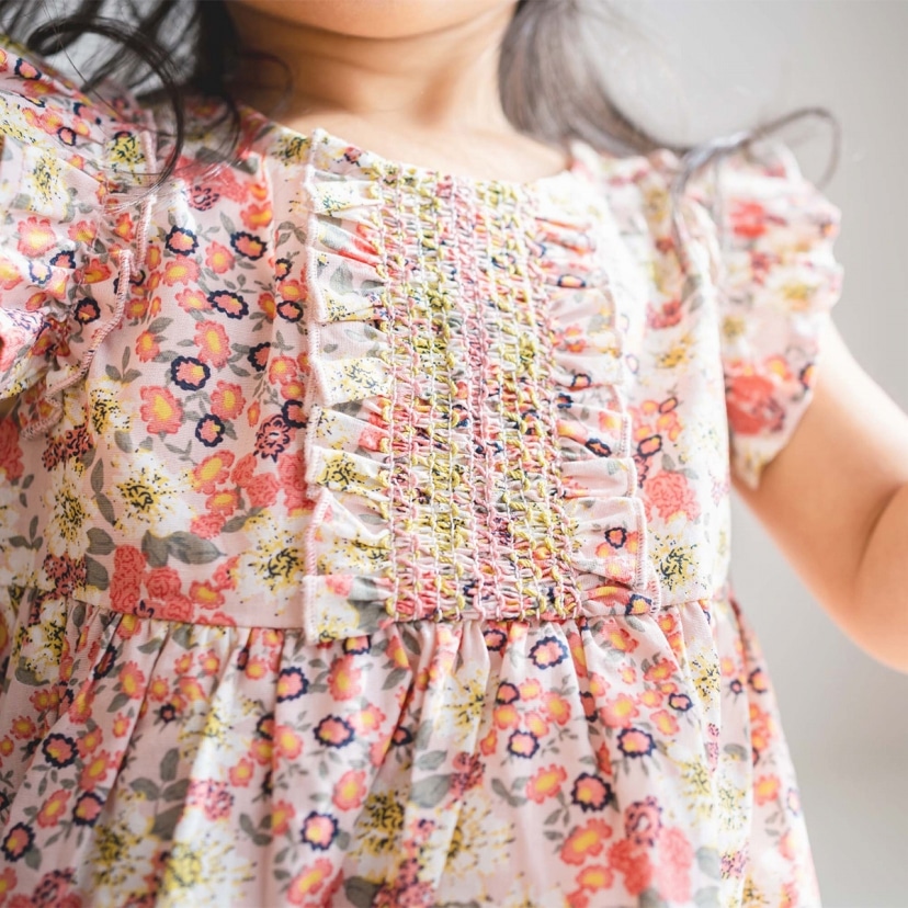 Sale 花柄スモッキングワンピース ピンク花柄 80cm ピンク花柄 ベビー服 子供服 アパレル小物 Dadway ダッドウェイオンラインストア