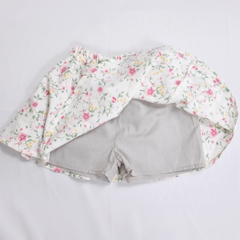 【SALE】ドレープスカートパンツ/ピンク花柄