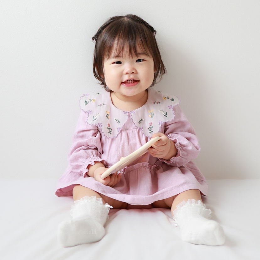 シアー刺しゅう 衿ボディドレス/70/ピンク(70 ピンク): ベビー服・子供