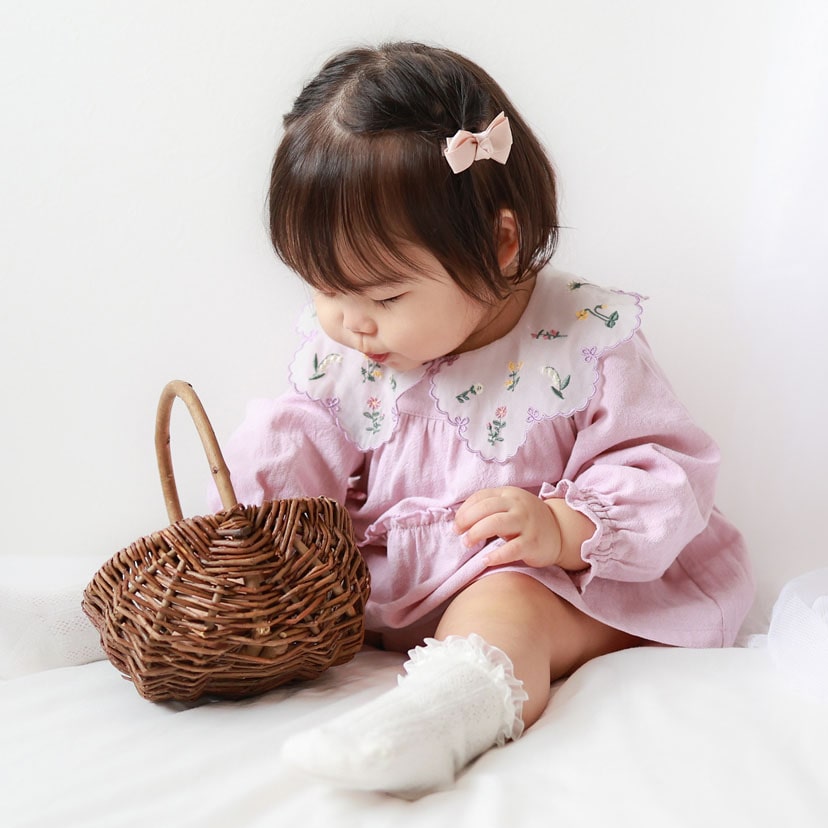 シアー刺しゅう 衿ボディドレス/70/ピンク ピンク 70