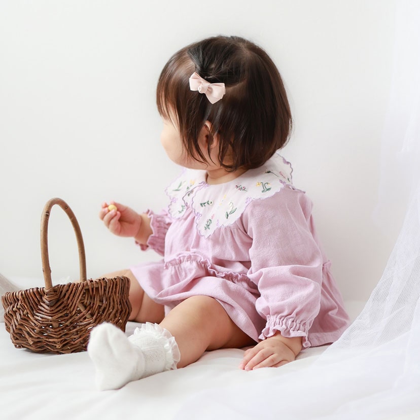 シアー刺しゅう 衿ボディドレス/80/ピンク ピンク 80