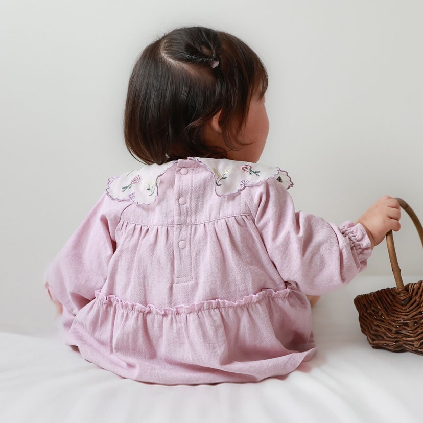 シアー刺しゅう 衿ボディドレス/80/ピンク ピンク 80
