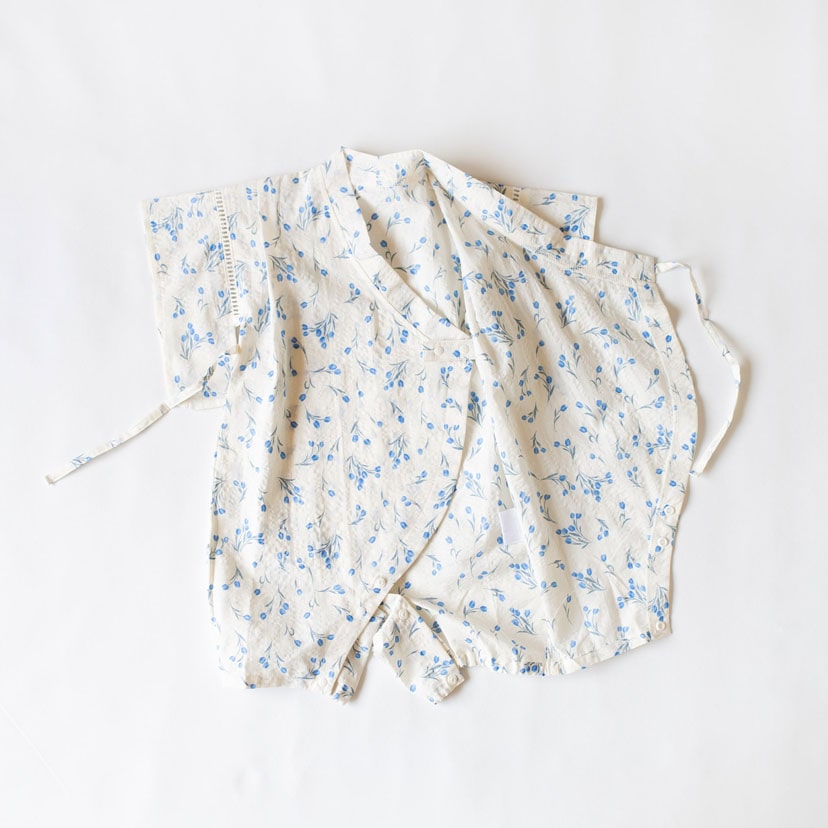 【SALE】帯付き　浴衣ロンパース　(花柄)/70/アイボリー 【SALE】アイボリー 70