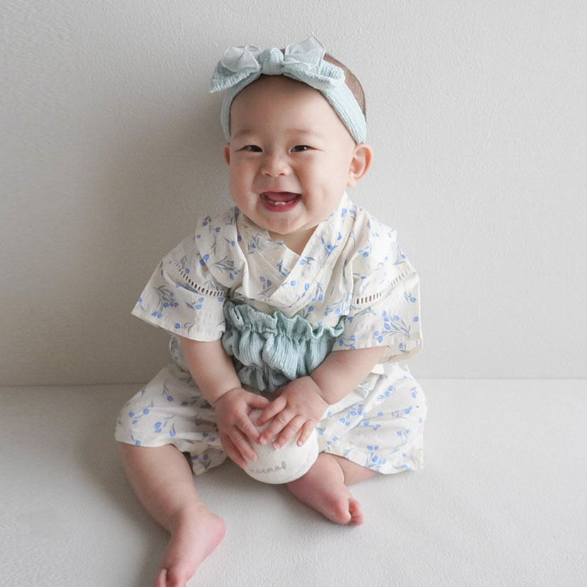 SALE】帯付き 浴衣ロンパース (花柄)/70/アイボリー(70 【SALE