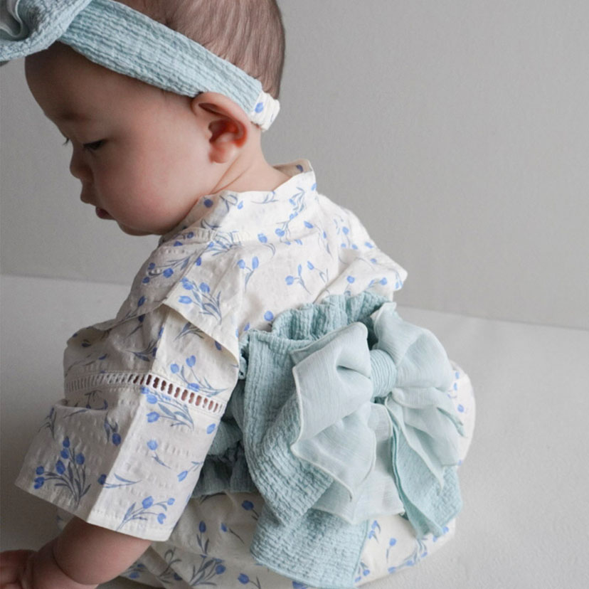 【SALE】帯付き　浴衣ロンパース　(花柄)/70/アイボリー 【SALE】アイボリー 70