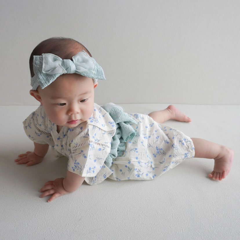 【SALE】帯付き　浴衣ロンパース　(花柄)/70/アイボリー 【SALE】アイボリー 70