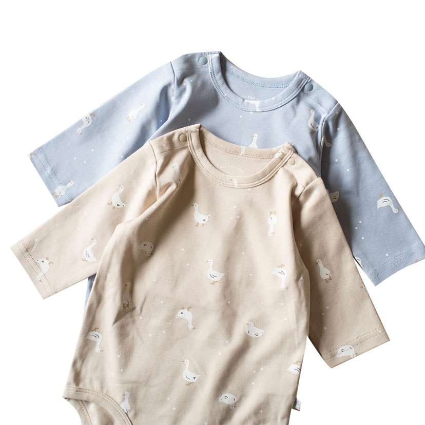 あひる柄ボディスーツ/80/ベージュ べージュ 80