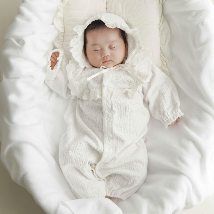 レース2wayオール＋ボンネットセット/F/ホワイト