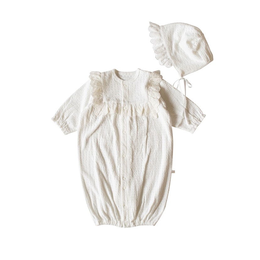 レース2wayオール＋ボンネットセット/F/ホワイト ホワイト