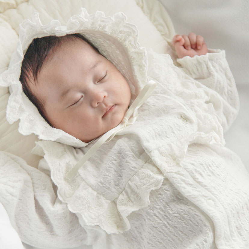 レース2wayオール＋ボンネットセット/F/ホワイト ホワイト