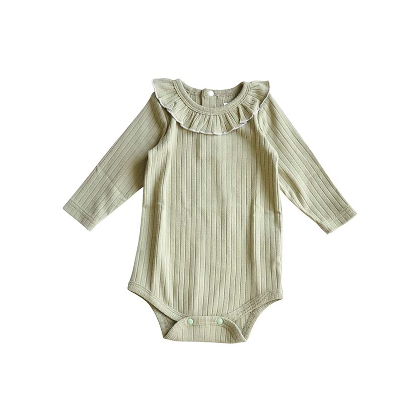 フリル衿リブボディースーツ/ピスタチオ(70cm ピスタチオ): ベビー服・子供服・アパレル小物[DADWAY ダッドウェイオンラインストア]