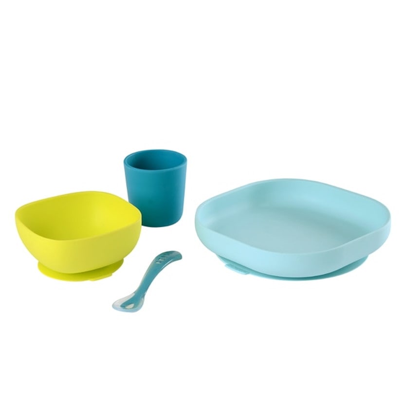 吸盤付きシリコン食器セット/4個セット/ブルー(ブルー): ミルク・お食事[DADWAY ダッドウェイオンラインストア]