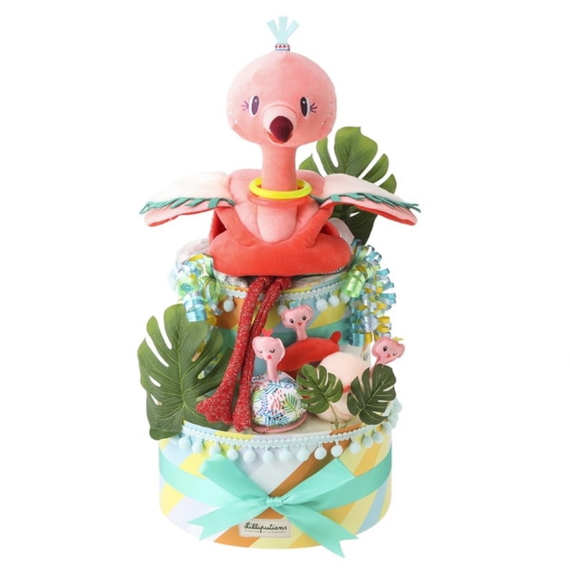 【SALE】ダイパーケーキ/フラミンゴ＆ベビー