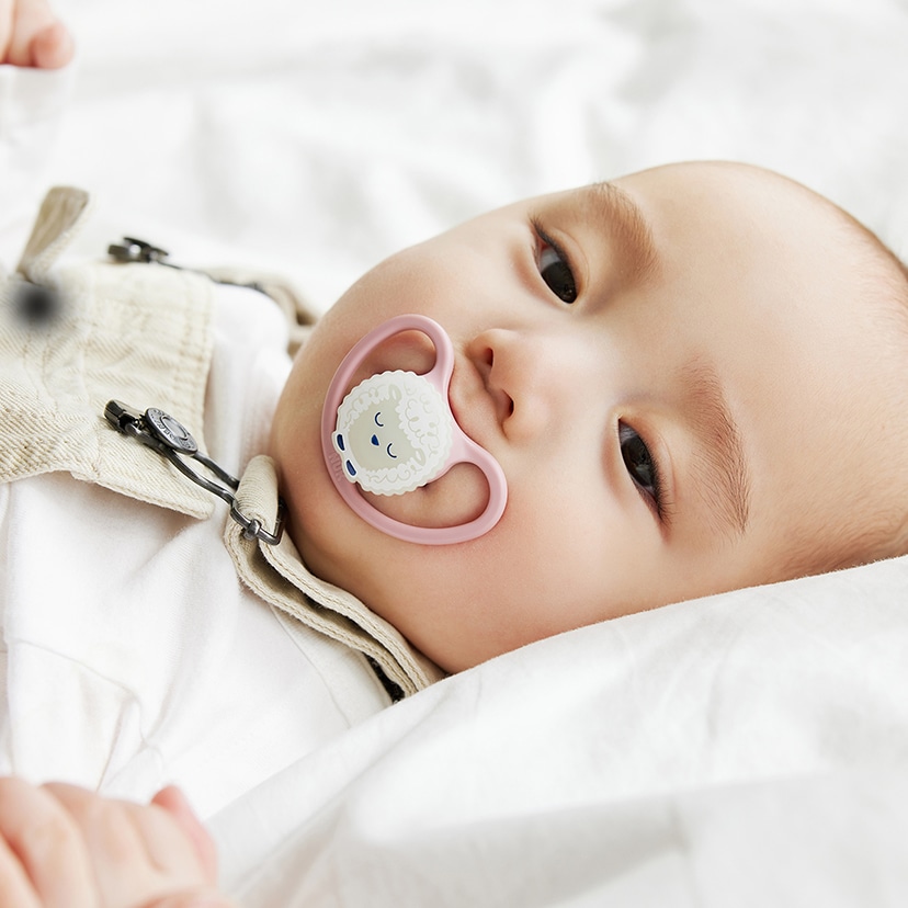 おしゃぶりスペースナイト（消毒ケース付き）/ひつじ ひつじ 6-18カ月用