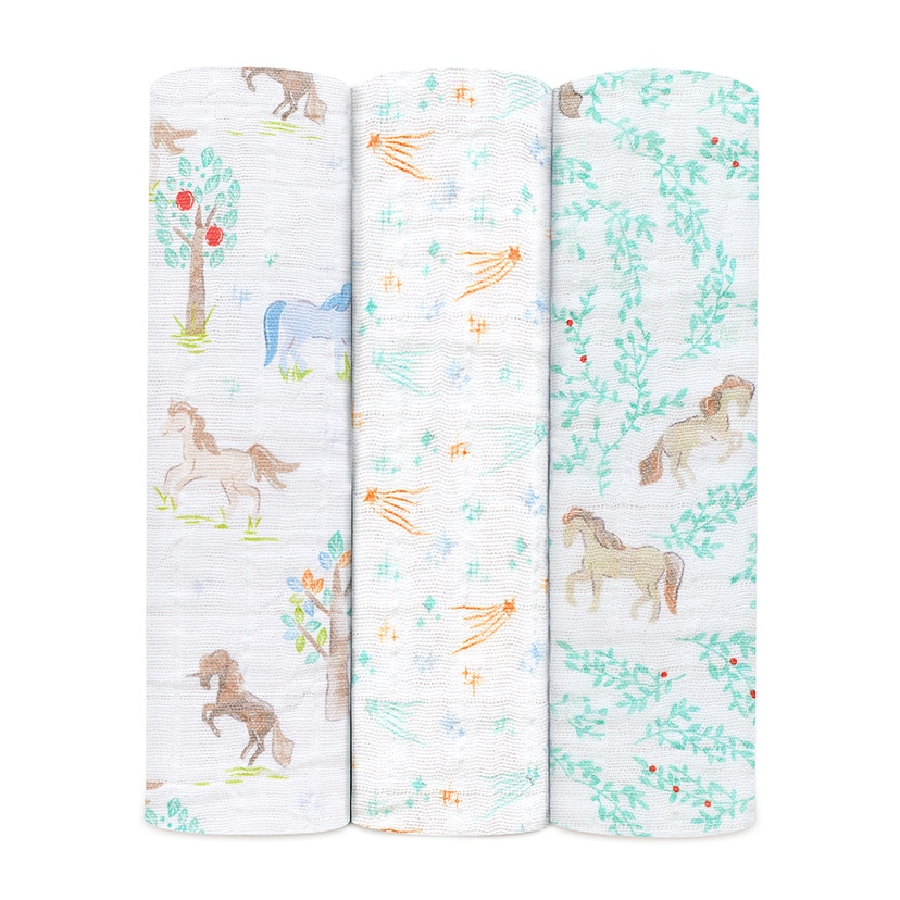 【予約】【12月1日発売】おくるみスワドル/イヤーオブザホース・うま/3枚