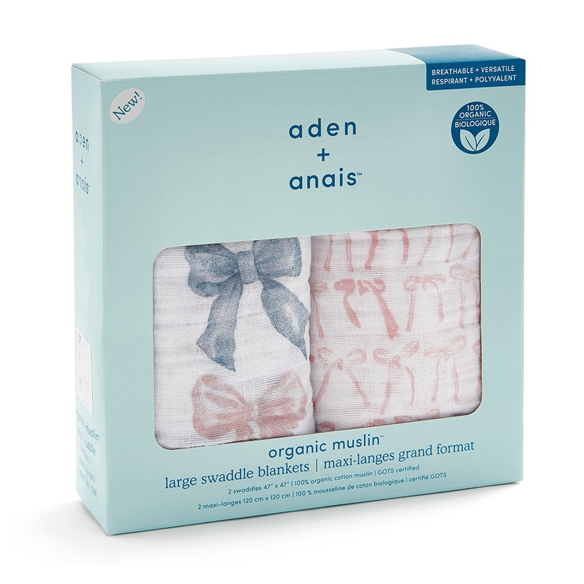 おくるみスワドル/リボン/オーガニック/2枚 リボン/オーガニック/2枚