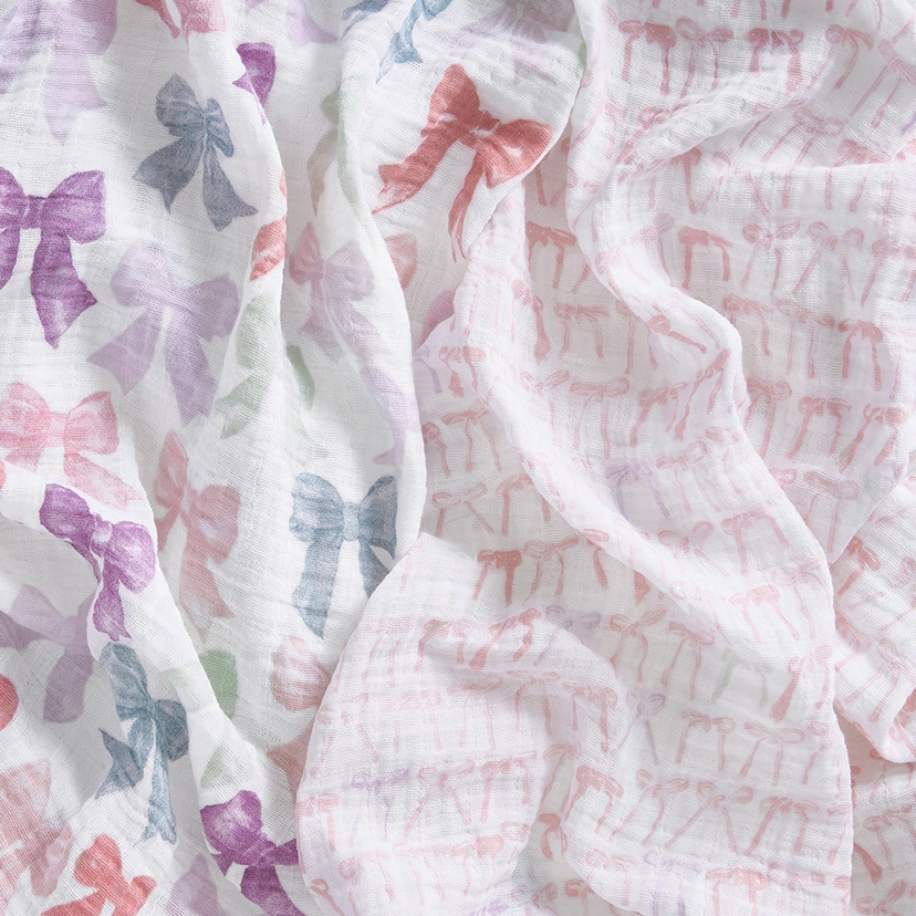 おくるみスワドル/リボン/オーガニック/2枚 リボン/オーガニック/2枚