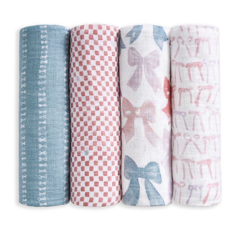 おくるみスワドル/リボン/オーガニック/4枚