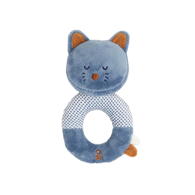 ネコのぬいぐるみガラガラ/ブルー・ドゥ・プロヴァンス色