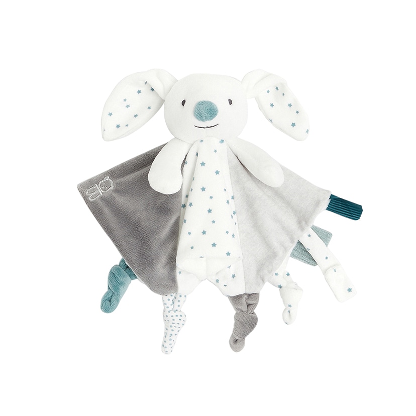 ベロア素材ウサギぬいぐるみ付きブランケット/グレー